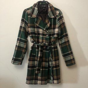 Green Plaid Coat, Size L